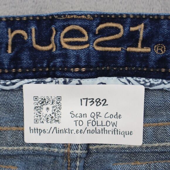 Rue21 Pants Womens 10 Blue Denim Flat Front Mid Rise Boot Pockets Jeans - Picture 2 of 16